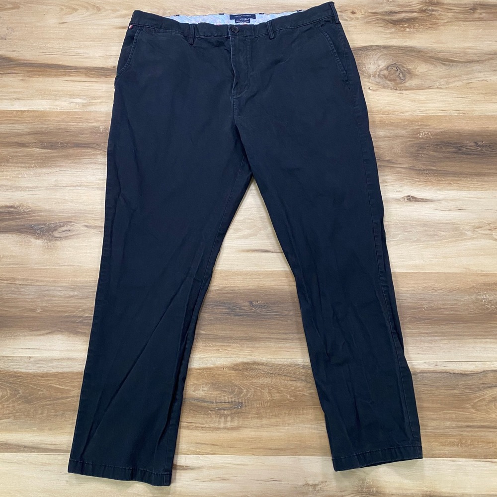 Tommy Hilfiger Chino Pants 38/30 Regular Fit Stretch Cotton Twill Navy Blue